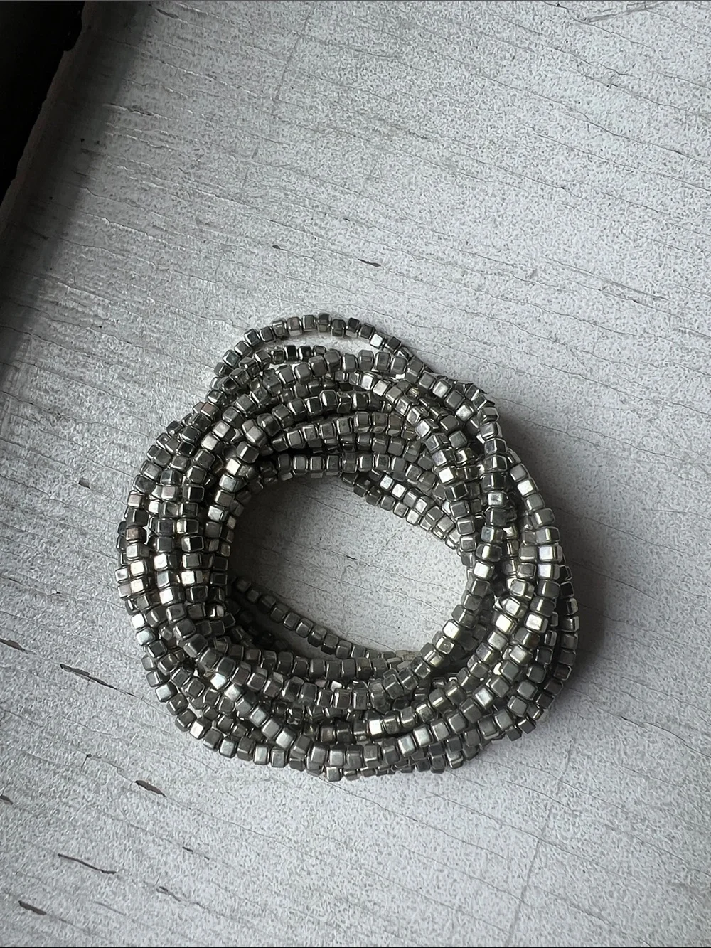 Silver Multi-Strand Beaded Stretch Bracelet